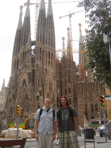 PHS Spanish teacher Nicholas O'Neill and Cascade Christian Spanish teacher Brandon Jacobsen stand in front of the renowned Sagrada Familia in Barcelona, Spain.