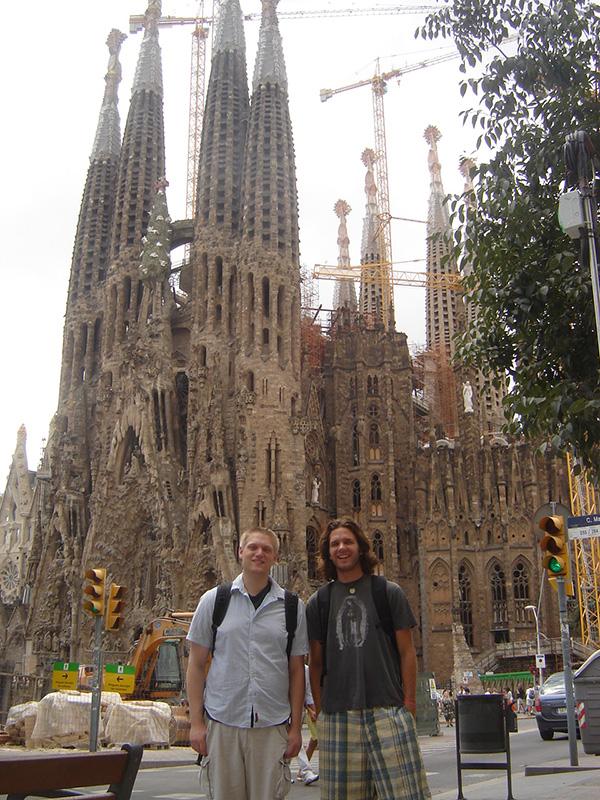 PHS Spanish teacher Nicholas ONeill and Cascade Christian Spanish teacher Brandon Jacobsen stand in front of the renowned Sagrada Familia in Barcelona, Spain.