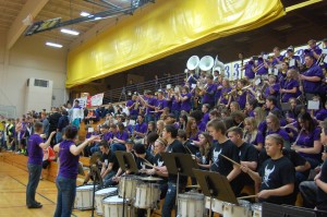 Puyallup High School’s Pep Band plays between quarters and during half-time. They were joined by freshmen from various junior highs.