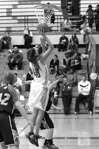 Junior Addison Picha goes up for a basket against Rogers High School Feb. 6. 