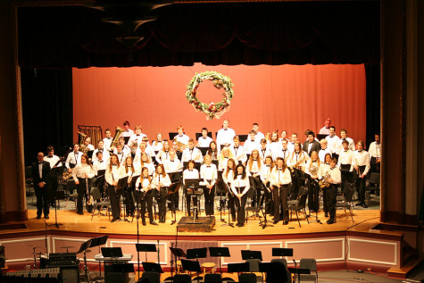Mr. Ryan's band standing after their performance. At the December band Concert. 