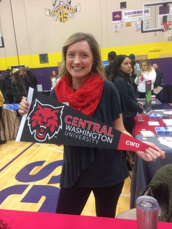 Brittney Mailhot is a regional admissions counselor from Central Washington University. Her school is looking for motivated students with a good transcript and test scores. “We look for a good, well rounded student,” Mailhot said.