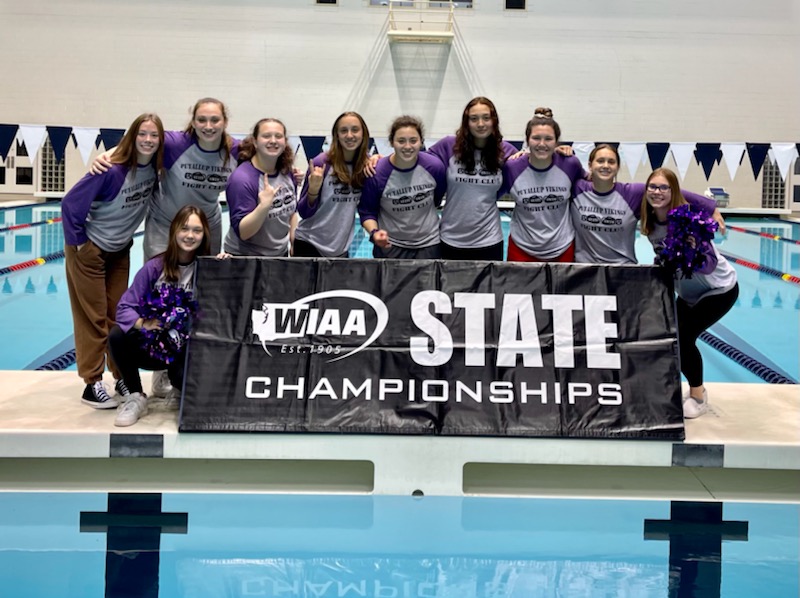 Girls swim wraps up season with ninth place at State Meet, new school record