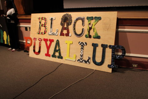 Black Puyallup sign made by BSU members. Photo by Katelyn Ervin.