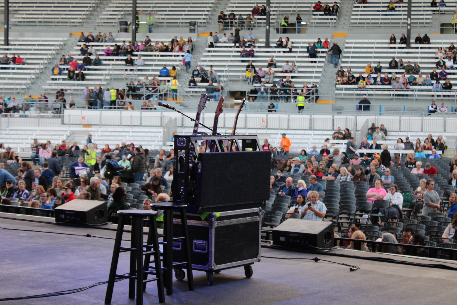 The view from backstage before a show  at the Fair starts, as concertgoers settle into their seats. I think overall we work really well together as a team. Like we try to help each other out,” Duggan said.