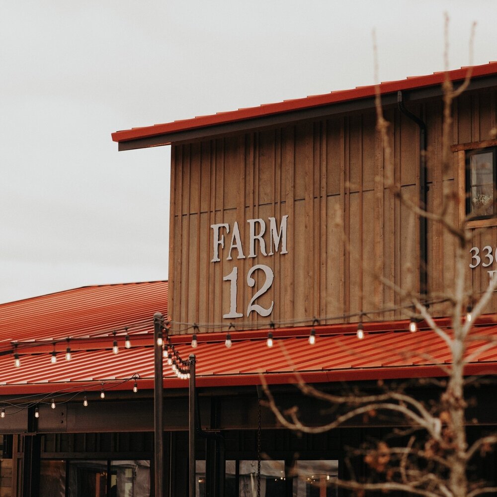 Farm 12s lights shine on the outside portion of the building. “This was the VanLear bulb farm, the whole valley used to be bulb farms. This was bulb farm #12. And so thats where Krista got the inspiration from the name to be Farm 12 and honoring the heritage of the bulb farms and the bulb growth in the valley, Aaron Welch said.